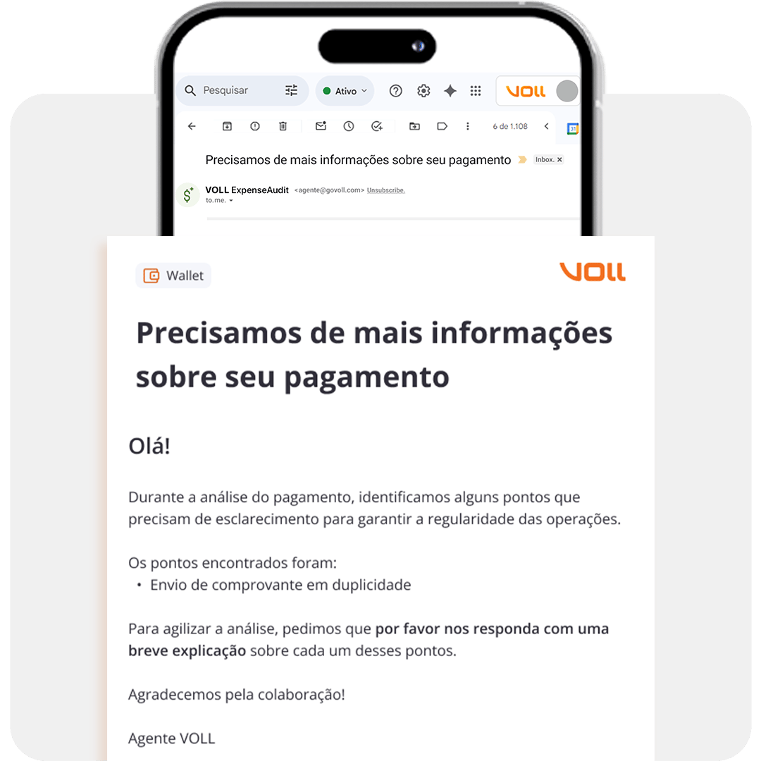 VOLL ExpenseAudit - Agente de IA que identifica anomalias em comprovantes e pagamentos e aciona o colaborador para reembolsar valores não aprovados.