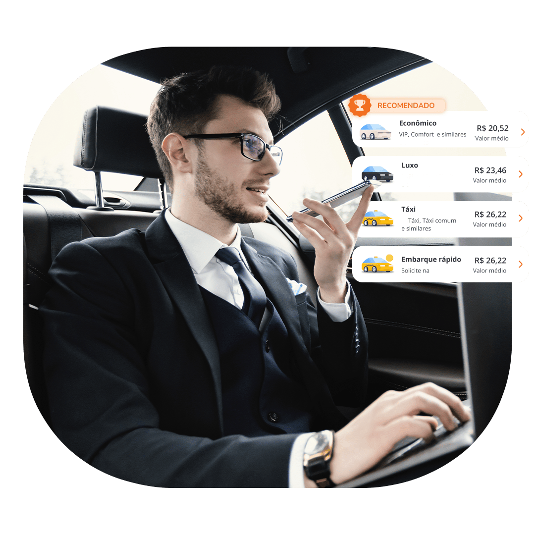 Unifique toda oferta de táxis corporativos, aplicativos de mobilidade, transporte corporativo, Uber para empresas, 99 táxis e centenas de cooperativas em uma única solução, realmente completa para seu colaborador e para uma gestão totalmente eficiente Unifique toda oferta de táxis corporativos, aplicativos de mobilidade, transporte corporativo, Uber para empresas, 99 táxis e centenas de cooperativas em uma única solução, realmente completa para seu colaborador e para uma gestão totalmente eficiente