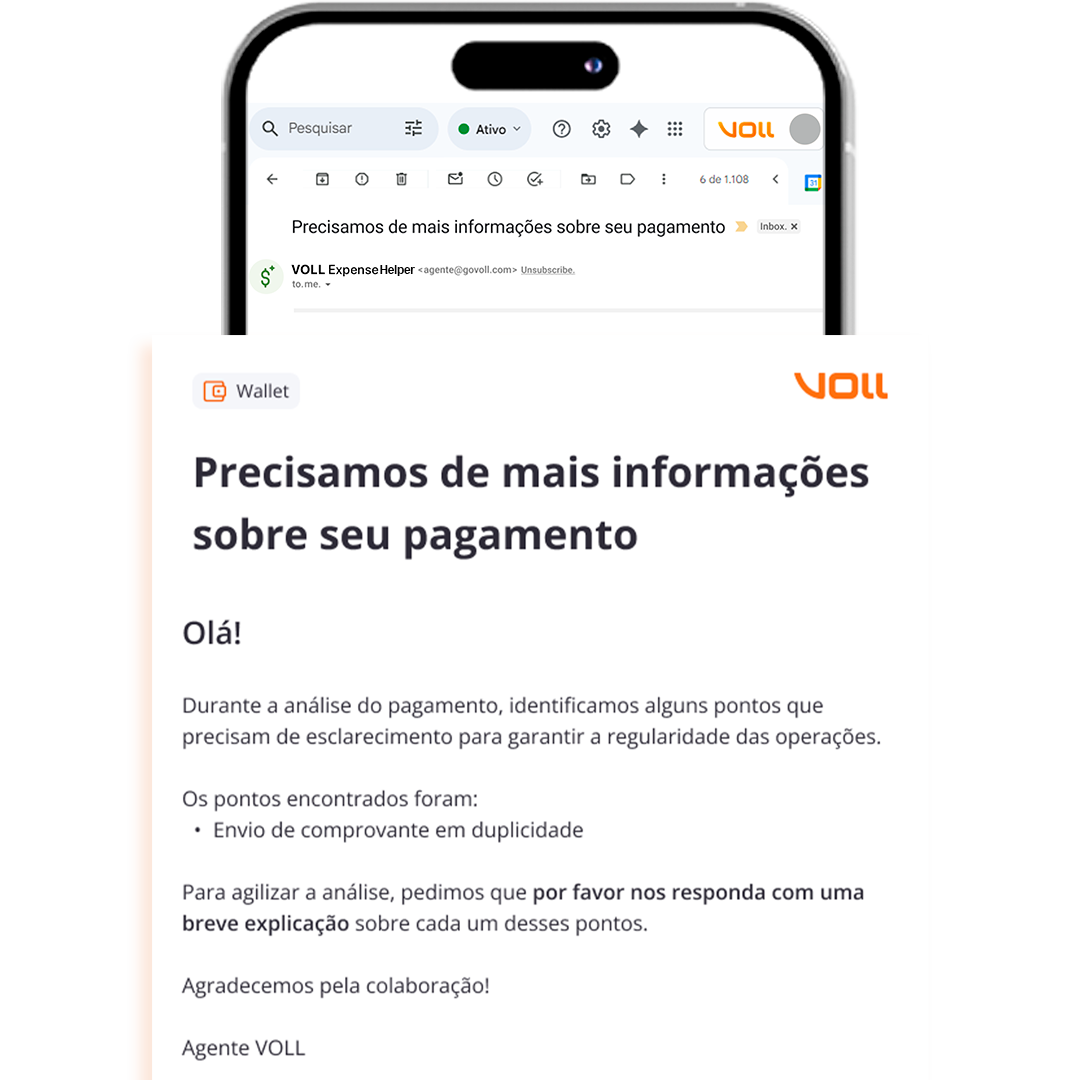 VOLL ExpenseHelper - Agente de IA que identifica anomalias em comprovantes e pagamentos e aciona o colaborador para reembolsar valores não aprovados. VOLL ExpenseHelper - Agente de IA que identifica anomalias em comprovantes e pagamentos e aciona o colaborador para reembolsar valores não aprovados.